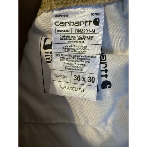 Carhartt Men's Rugged Flex Relaxed Fit Canvas Work Pants 36x30 BN2291-M Khaki - Picture 5 of 7